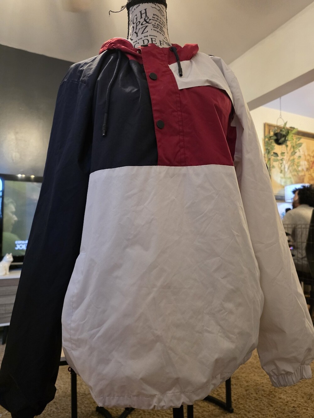Men's Colorblock Windbreaker Jacket - Navy, Red & White